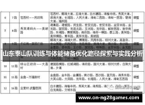 山东泰山队训练与体能储备优化路径探索与实践分析